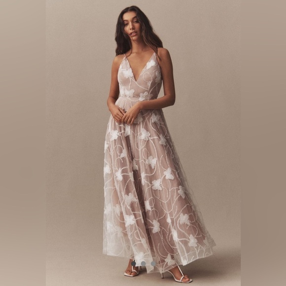 Helsi for Anthropologie Josephine sleeveless V-Neck 3D maxi dress size large NWT - Picture 1 of 17